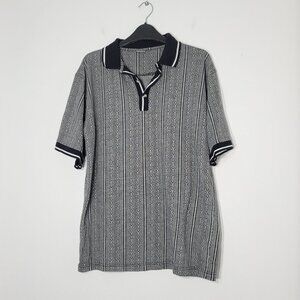 Vintage Mens Casual Polo Short Sleeve Black Trim Cotton Blend XOX Shirt Y2K Med